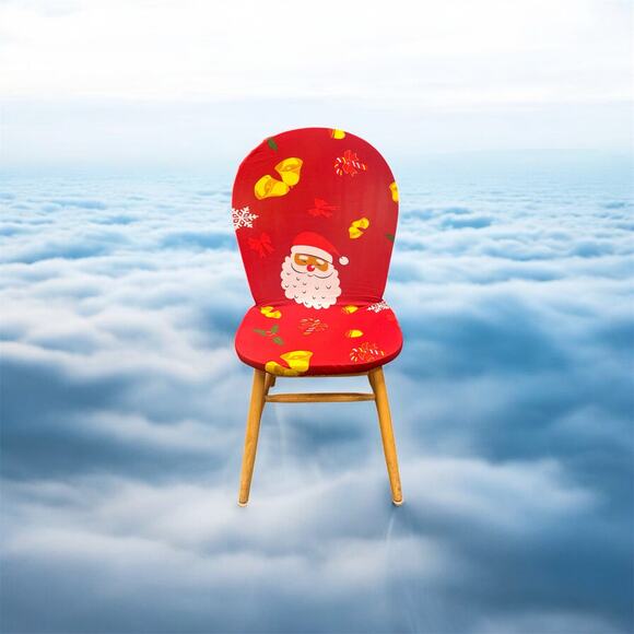 NIP Set of 4 Christmas Stretch Chair Covers – Santa and Holiday Bells - Picture 5 of 5